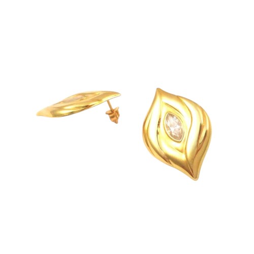 ORECCHINI IN ORO GIALLO 18 KT CON ZIRCONI BIANCHI 