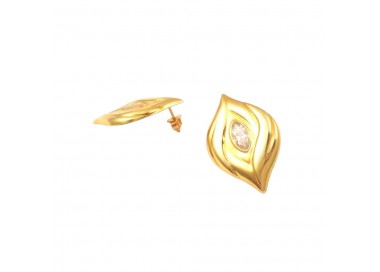 ORECCHINI IN ORO GIALLO 18 KT CON ZIRCONI BIANCHI