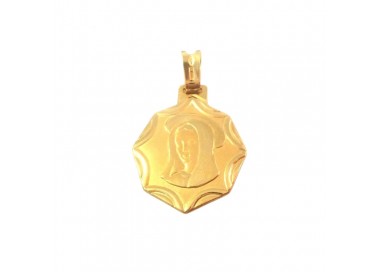 CIONDOLO MEDAGLIETTA CON MADONNA IN ORO GIALLO 18 KT + COLLANA LACCIO IN OMAGGIO