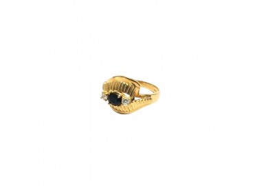 ANELLO DA DONNA IN ORO GIALLO 18 KT CON ONICE E ZIRCONI