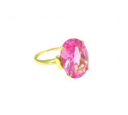 ANELLO DA DONNA IN ORO GIALLO 18 KT CON ROSA DI FRANCIA 