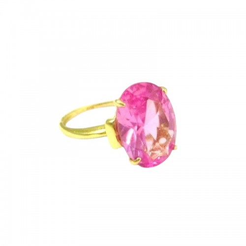 ANELLO DA DONNA IN ORO GIALLO 18 KT CON ROSA DI FRANCIA 