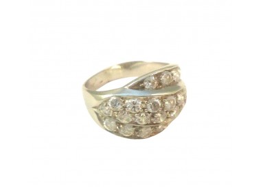 ANELLO DA DONNA IN ORO BIANCO 18 KT CON PAVE' DI ZIRCONI