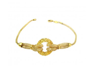 BRACCIALE DA DONNA IN ORO GIALLO 18 KT MAGLIA A RETE CON ZIRCONI ALL INTERNO