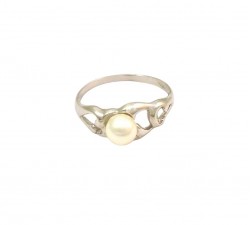 ANELLO DA DONNA IN ORO BIANCO 18 KT CON PERLA BIANCA