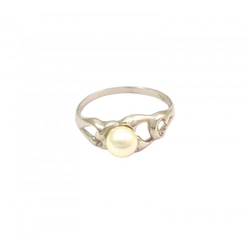 ANELLO DA DONNA IN ORO BIANCO 18 KT CON PERLA BIANCA