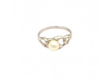 ANELLO DA DONNA IN ORO BIANCO 18 KT CON PERLA BIANCA