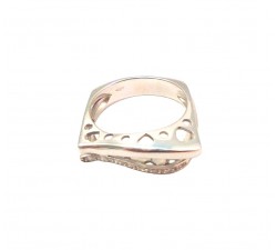 ANELLO DA DONNA IN ORO BIANCO 18 KT CON ZIRCONI BIANCHI