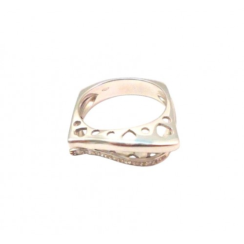 ANELLO DA DONNA IN ORO BIANCO 18 KT CON ZIRCONI BIANCHI