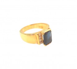 ANELLO DA DONNA IN ORO GIALLO 18 KT CON ZAFFIRO E ZIRCONI BIANCHI