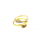 ANELLO DA DONNA CON AMETISTA E ZIRCONI IN ORO GIALLO E BIANCO 18 KT