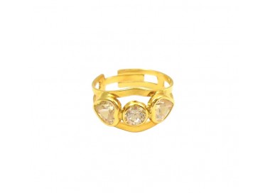 ANELLO DA DONNA IN ORO GIALLO 18 KT CON ZIRCONI BIANCHI