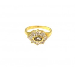 ANELLO DA DONNA IN ORO GIALLO 18 KT CON ACQUAMARINA ZIRCONI