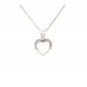 COLLANA CON CIONDOLO CUORE IN ORO BIANCO 18 KT E ZIRCONI TAGLIO BRILLANTE