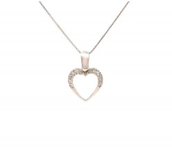 COLLANA CON CIONDOLO CUORE IN ORO BIANCO 18 KT E ZIRCONI TAGLIO BRILLANTE