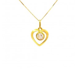 COLLANA PUNTO LUCE CUORE IN ORO GIALLO 18 KT E ZIRCONE TAGLIO BRILLANTE