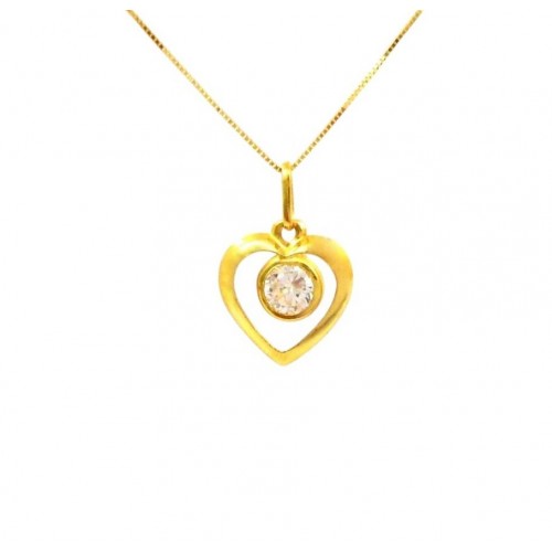 COLLANA DA DONNA CON CUORE IN ORO GIALLO 18 KT E ZIRCONE TAGLIO BRILLANTE