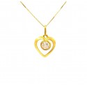 COLLANA DA DONNA CON CUORE IN ORO GIALLO 18 KT E ZIRCONE TAGLIO BRILLANTE