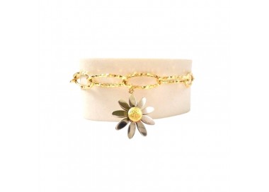 BRACCIALE IN ORO GIALLO 18 KT CON CHARM FIORE MARGHERITA