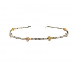 BRACCIALE TENNIS DA UOMO IN ORO BIANCO GIALLO E ROSA 18 KT CON ZIRCONI 