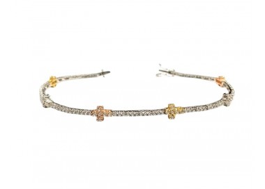 BRACCIALE TENNIS DA UOMO IN ORO BIANCO GIALLO E ROSA 18 KT CON ZIRCONI