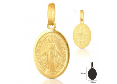 CIONDOLO MADONNA MIRACOLOSA IN ORO GIALLO 18 KT +COLLANA LACCIO IN OMAGGIO