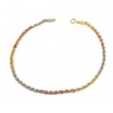 BRACCIALE CORDA FUNE IN ORO GIALLO BIANCO E ROSA 18 KT