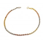 BRACCIALE CORDA FUNE IN ORO GIALLO BIANCO E ROSA 18 KT