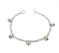 BRACCIALE CAMPANELLE DA DONNA IN ARGENTO RODIATO ORO BIANCO 18 KT