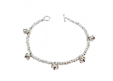 BRACCIALE CAMPANELLE DA DONNA IN ARGENTO RODIATO ORO BIANCO 18 KT