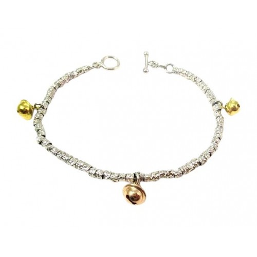 BRACCIALE CAMPANELLE DA DONNA IN ARGENTO RODIATO ORO BIANCO 18 KT