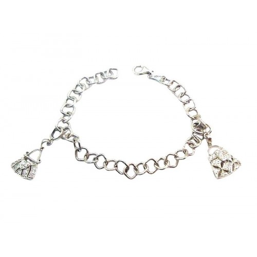 BRACCIALE DA DONNA IN ORO BIANCO 18 KT CON CHARM BORSETTA