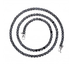 COLLANA TENNIS UNISEX IN ARGENTO 925 RODIATO ORO BIANCO CON ZIRCONI NERI