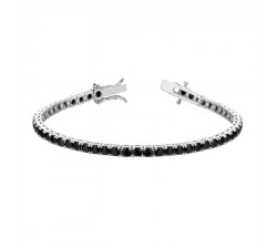 BRACCIALE TENNIS DA UOMO IN ARGENTO RODIATO ORO BIANCO CON ZIRCONI NERI