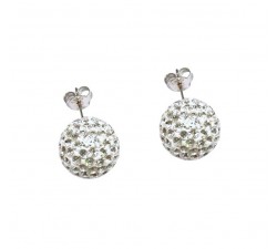 ORECCHINI SFERA IN ORO BIANCO 18 KT CON ZIRCONI TAGLIO BRILLANTE
