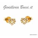 ORECCHINI CUORE IN ORO GIALLO 18 KT CON ZIRCONI