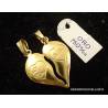 CIONDOLO CUORE LUI E LEI IN ORO GIALLO 18 KT +COLLANA LACCIO OMAGGIO