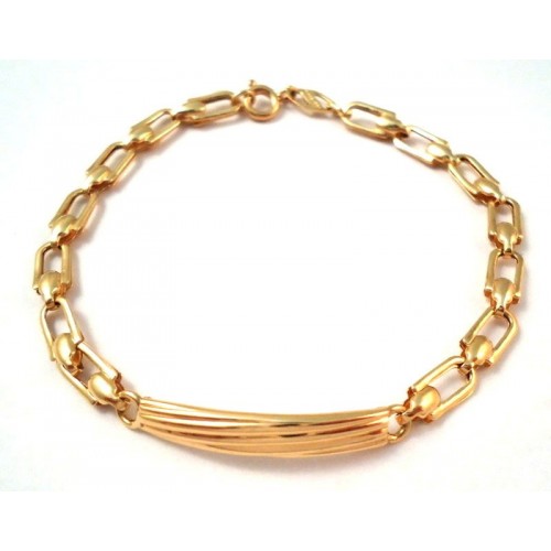 BRACCIALE CATENA CON PIASTRINA IN ORO GIALLO 18 KT